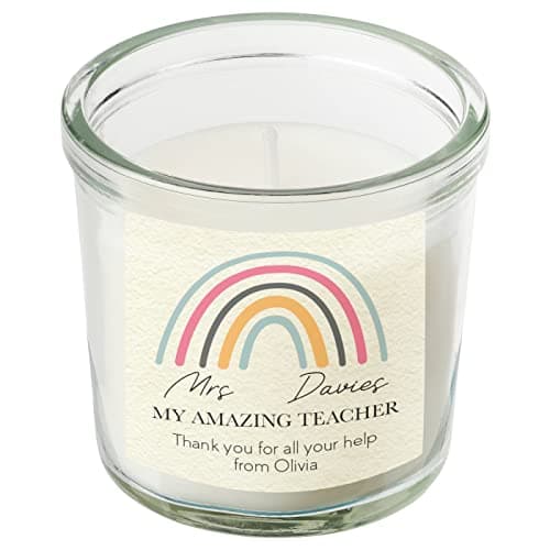 Personalised Teacher Gift Scented Candle in A Jar Custom Message Thank You Gifts End of Year Thanks for Her Candles Amazing Teachers Special Present Keepsake End of Term (Small)