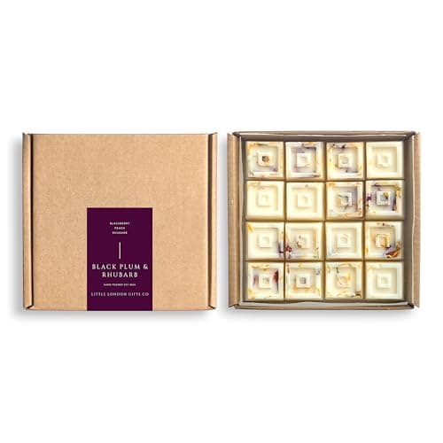Wax Melts Gift Set, Black Plum & Rhubarb - 16 Pack, Soy, Various Scents - Perfect for Gifts (Black Plum & Rhubarb)