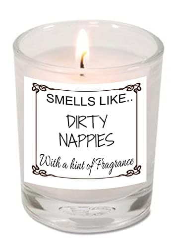 Rude Candles Dirty Nappies, Naughty Newborn Parents Gift, 25 hrs Burn, New Mum Gift, Unique Baby Gift, Joke Baby Present