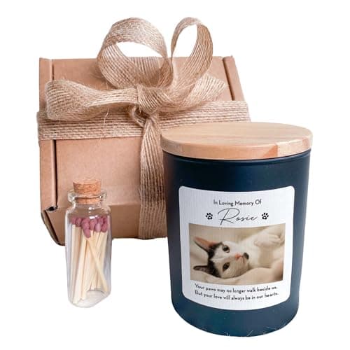 Pomchick - Personalised In loving Memory Of Pet Name scented candle Photo Memorial Gift for Pet loss dog cat owner Bereavement Condolence Sympathy