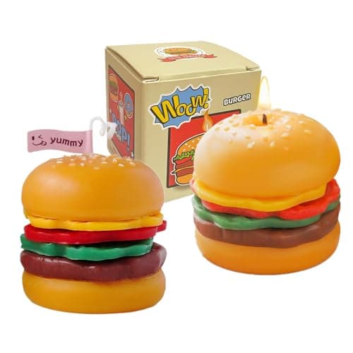 2 Pack Burger Scented Candle, Cute Decorative Food Candle,Handmade Creative Novelty Candle for Party Home Decor and Gift, Yummy Coffee Milk Scent