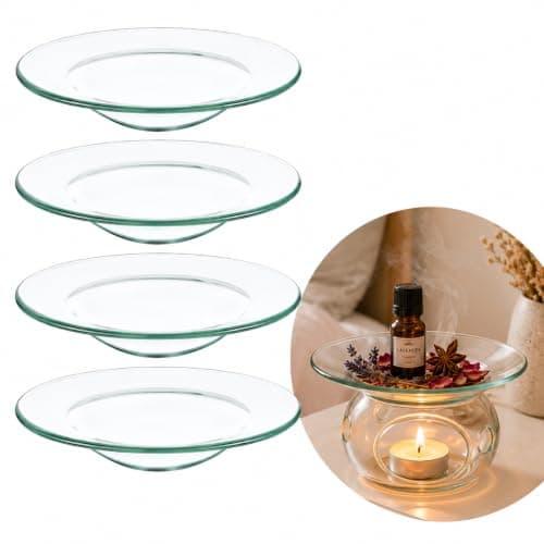4 PCS Round Glass Oil Burner Dish, 10cm