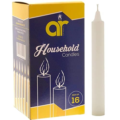 Unscented White Household Candles, 12.5cm, Pack of 16