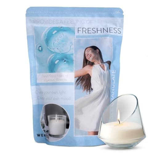 Wenzel Pearled Candle Wax granules 400g – 4 Scented Freshness (sea Breeze Note) incl. Wicks & Guide – DIY Making kit - Sand Wax-Candle Refill – Made in Germany