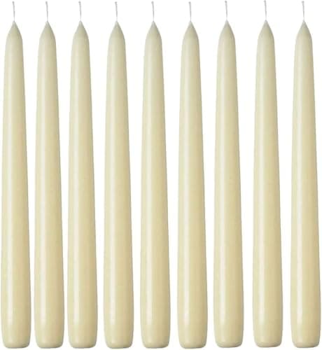 1ABOVE 50 Pack Tapered Dinner Candles | Unscented - Slow Burning Candles | Multi-Purpose | Smokeless Candles (Ivory)