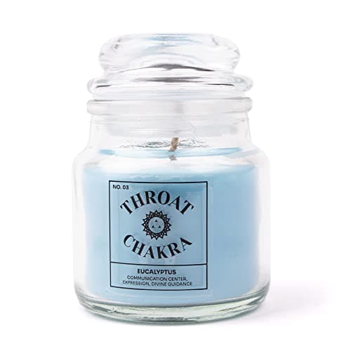 Myga Scented Candle - Throat Chakra Candle with Soy Wax & Essential Oil Blend, 100% Vegan and Eco-Friendly - Perfect for Relaxation, Yoga, Meditation & Aromatherapy - Eucalyptus