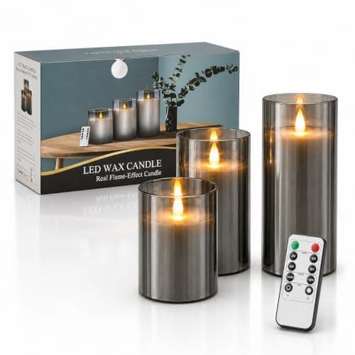 Warm White LED Pillar Candles, Battery Operated, Set of 6