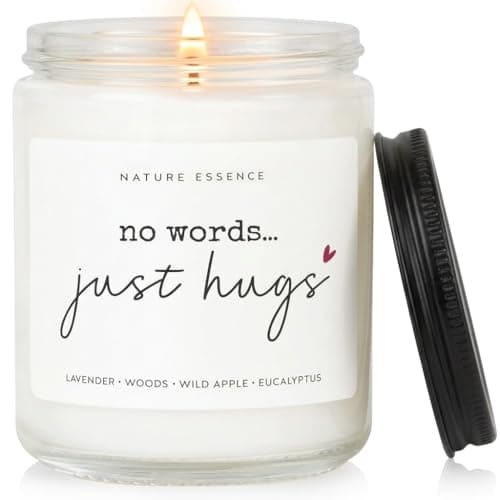 No Words Just Hugs Candle, Thinking of You Gifts for Women & Men, Sympathy Gift for Loss of Loved One, Bereavement Gifts & Memorial Candle, Soothing Lavender Sympathy Candles to Send a Hug and Comfort