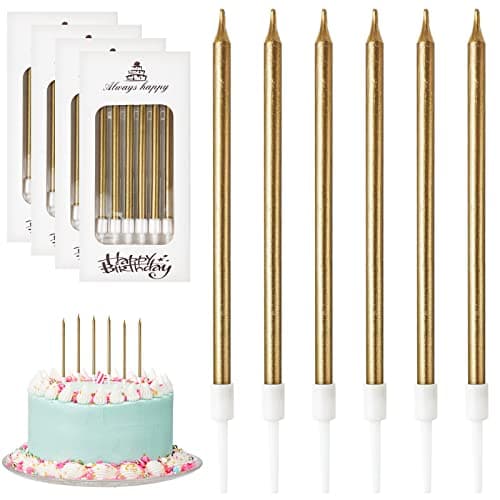DONQL Birthday Candles 24Pcs, Birthday Cake Candles (Champagne)