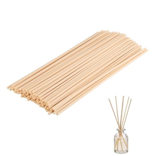 Admygo 50pcs Reed Diffuser Sticks, 7.8 Inch Rattan Wood Sticks, Diffuser Refills, Thick Room Diffuser Sticks for Essential Oil, Fibre Reeds for Diffusers, Replacements for Home, Office (Natural)
