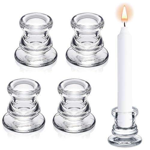 Clear Glass Candle Taper Holders Set of 4