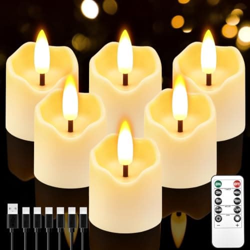 NRAVXAC Small LED Tea Light Candle Rechargeable Flameless with Remote Timer