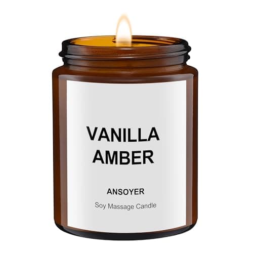 ANSOYER Massage Candle, 128 g. Candles for Relaxation, Moisturising and Nourishing (Vanilla Amber)