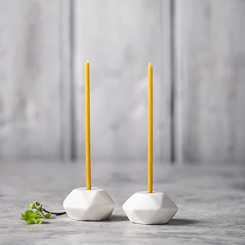 Set of 2 Danilovo Taper Candle Holder - Handcrafted, Sturdy Ceramic Thin Candlesticks Holder - Ideal Luxury White Home Decor for Any Occasion
