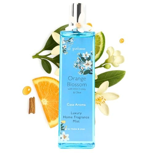 Di Palomo Orange Blossom Luxury Home Fragrance Mist 100ml. Air Fresheners for Home & Fabric Spray. Enjoy Fragrance in Every Room Spray. Air Freshener Room Spray for Home. Glass Bottle for Home Decor.