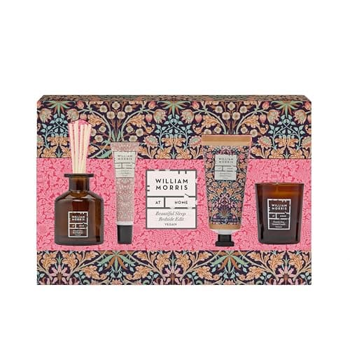 William Morris At Home Hand Cream 50ml, Lip Balm 10ml, Diffuser 60ml, Votive Candle 70g, Travel Size, Vegan and Cruelty Friendly, Beauty Gift for Her, Home Fragrance, Brown