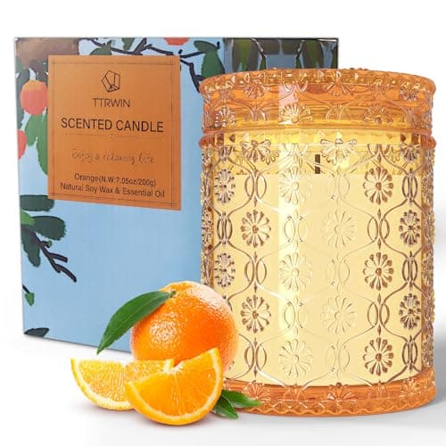 TTRWIN Scented Candle Gift for Women, 200g Natural Soy Wax Candles, Orange