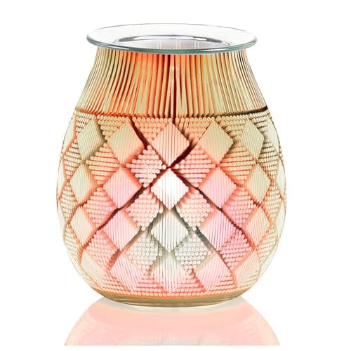 Wax Lume Electric Wax Melt Burner – 3D Glass Aromatherapy Lamp with Dimmable Night Light, Electric Scent Warmer for Essential Oils & Wax Melts, Home Fragrance Decor for Living Room/Bedroom/Office