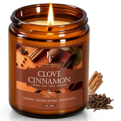 Autumn Candle, Clove Cinnamon Scented Candles for Home, Natural Soy Autumn Candle Aromatherapy Candle, 7 oz Jar Candles Fall Gifts for Women Men