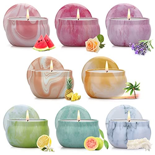 Scented Candles Gifts Set for Women, 8 Pack Aromatherapy Candle 120 Hours Burning Time, Natural Soy Wax Candle Portable Tin Candle Gift Set for Birthday, Wedding, Gift Set for her