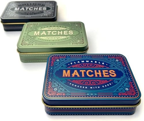 TINIT Matches Tin - Match Storage Box Metal Tin Matchbox Holder Candle Holder Lighter Gift Present (Blue)