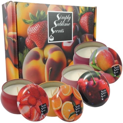 SIMPLY SUBLIME SCENTS - Luxury Scented Candle Gift Set - Soy Wax - Fruit
