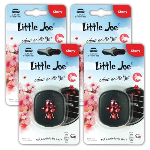 Little Joe Membrane Car Air Freshener, 60-Day Long-Lasting Fragrance, Extra Strong Scented Vent Clip for Car Interior Home & Office - 4 Pack Cherry Scent (Red)