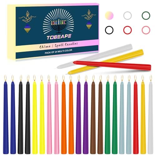 Tobeape 24 Pack 10" Tall Colored Dinner Taper Candles, Dripless & Unscented