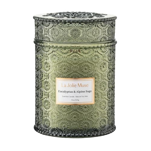 LA Jolie Muse Eucalyptus Sage Fresh Scented Candles for Home, 19 oz Soy Wax