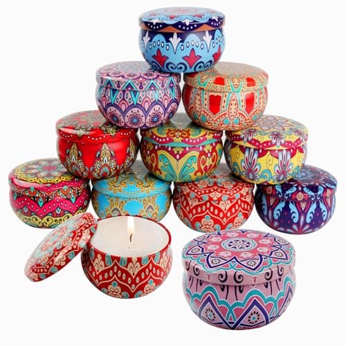 12 Candle Tins 2.2oz Metal Candle Making Jars with Lid, Round Wax Container