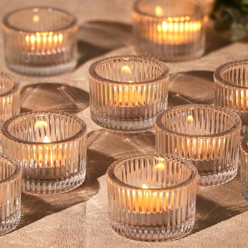 Azuritek 24 pcs Clear Tealight Candle Holders, Glass Votive Candle Holders