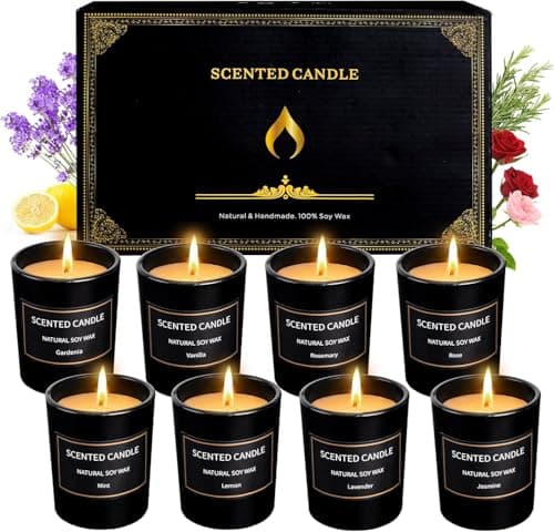 Christmas Scented Candles Gifts for Women, 8 Pack 3.4 Oz Scented Candles for Home, Smoke-Free Strong Fragrance Long Lasting, Aromatherapy Candles for Birthday, Christmas Gifts