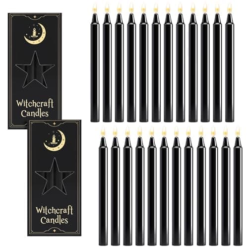24 Pack Black Candles 6.3" Spell Chime Candles Burning for Up to 90 Minutes