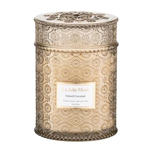 LA Jolie Muse Island Coconut Vanilla Scented Candles for Home,19 oz Soy Wax