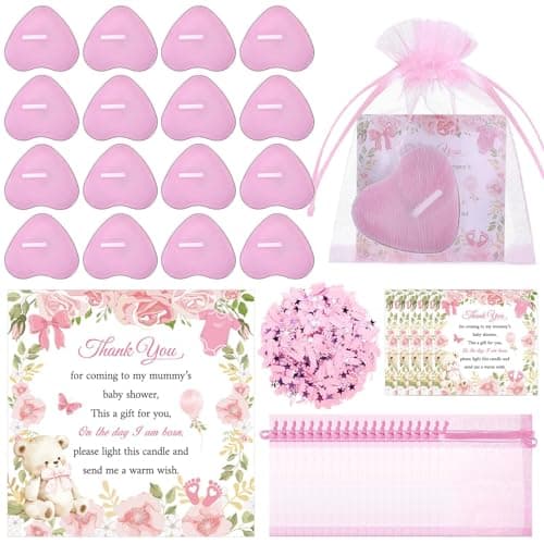 100 Sets Pink Baby Shower Favours Gender Reveal Heart Tea Light Candles
