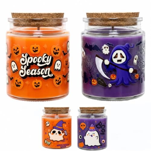 2 Jars Pumpkin Scented Candles for Halloween,Natural Soy Wax Candle for Home Scented,80 Hours Burn Time, Autumn Candle Gift Set for Her,Mom,Friend,Aromatherapy Candles Present Halloween Decorations