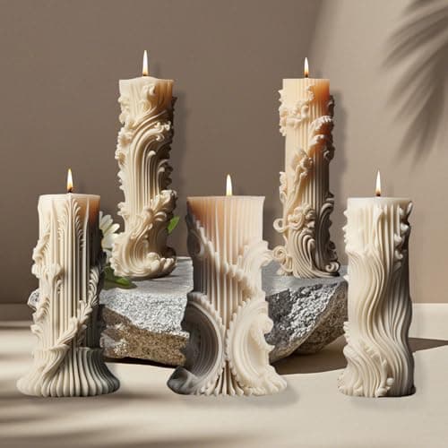 JVHLOV 5 PCS Pillar Candle Mould Set, Silicone Cylinder Moulds for DIY