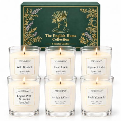 Yinuo Mirror Scented Candles Gift Set for Women, 6 Scents Pear & Freesia, Lavender, Soy Wax Glass Jar Aromatherapy Candle, Gifts for Mum, Teacher, Birthday, Christmas