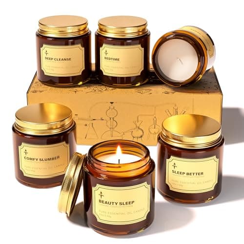 TRINIDa Scented Candles for Bedroom, 6 Jar Sleep Candles Gifts for Women, Lavender Scented Candle Gift Set for Anxiety, Lavender Promotes Sleep, Chamomile Relieves Stress, Candle Gifts for Women