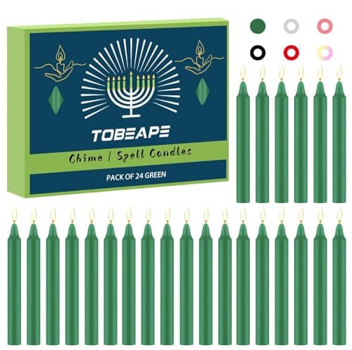 Tobeape 4" Green Spell Chime Candles 24 Pack, Unscented Mini Taper Candle