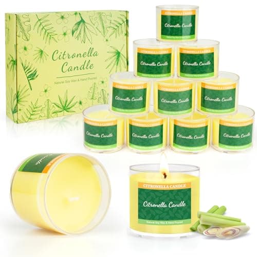 Citronella Candle Outdoor Tea Lights Candles Set 132 Hours Burning -Garden Outdoor Candle Set of 12 - Total 25OZ - Natural Soy Wax - Citronella Candles Gift,Ideal for Camping Patio Yard Home Décor