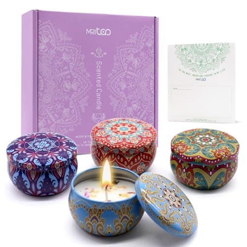 Scented Candles Gift Sets for Women Soy Wax Aromatherapy Candles for Relaxation Stress Relief Spa Yoga 4 Pack Gift Set Ideal Birthday Mother's Day Mom Wife