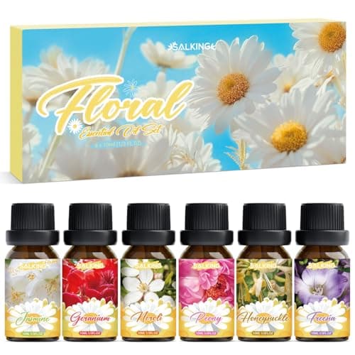 SALKING Essential Oils Set, 100% Pure Fragrance Oil Aromatherapy Gift Set, Premium Scented Oils for Oil Diffusers 6 x 10 ML - Jasmine, Neroli, Honeysuckle, Peony, Geranium, Freesia