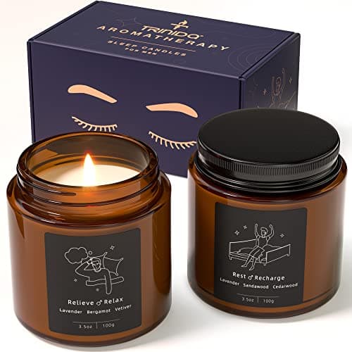 TRINIDa RELAX & RECHARGE - Sleep Candles Gifts for Men, Aromatherapy Scented Candles Gift Set for Anxiety Relief & Promotes Sleep, Anniversary Birthday Bath Relaxation Candles Gifts for Men, Boyfriend