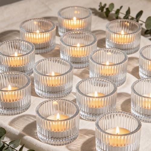 Clear Tealight Candle Holders Set of 12