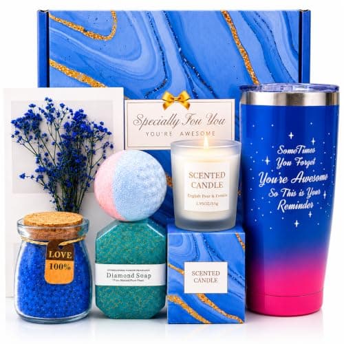 Birthday Gifts for Women, Spa Gift Set for Her, Self Care Pamper Hamper with Tumbler, Candle, Bath Bomb & Soap – Mother's Day Gifts for Mum, Wife, Girlfriend, Sister, Best Friend