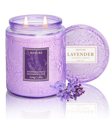 Mepure Lavender Scented Candle, 210g Soy Wax Candle, Gifts for Women