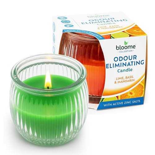 Bloome 2pk Odour Eliminating Candle - Assortment of Rosemary & Sage and Lime, Basil & Mandarin, Uplifts Space & Mask Odours of Food, Tobacco & Pets, Ideal Scented Candles Gifts for Women & Men (2x95g)