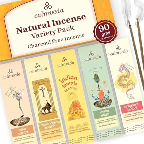 Natural Incense Sticks Multipack Variants - 5 (90 gms) Charcoal Free Incense Stick, Made from Upcycled Flowers | Sacred Insensé Sticks from all Cultures (Scented Sticks)