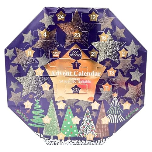 Pan Aroma Tealight Advent Calendar Wreath | Scented Candles Gift Set | 6 Festive Scents with 3 Hours+ Burn Time Each | Christmas Gifts for Women (24 Xmas Scented Tealights)